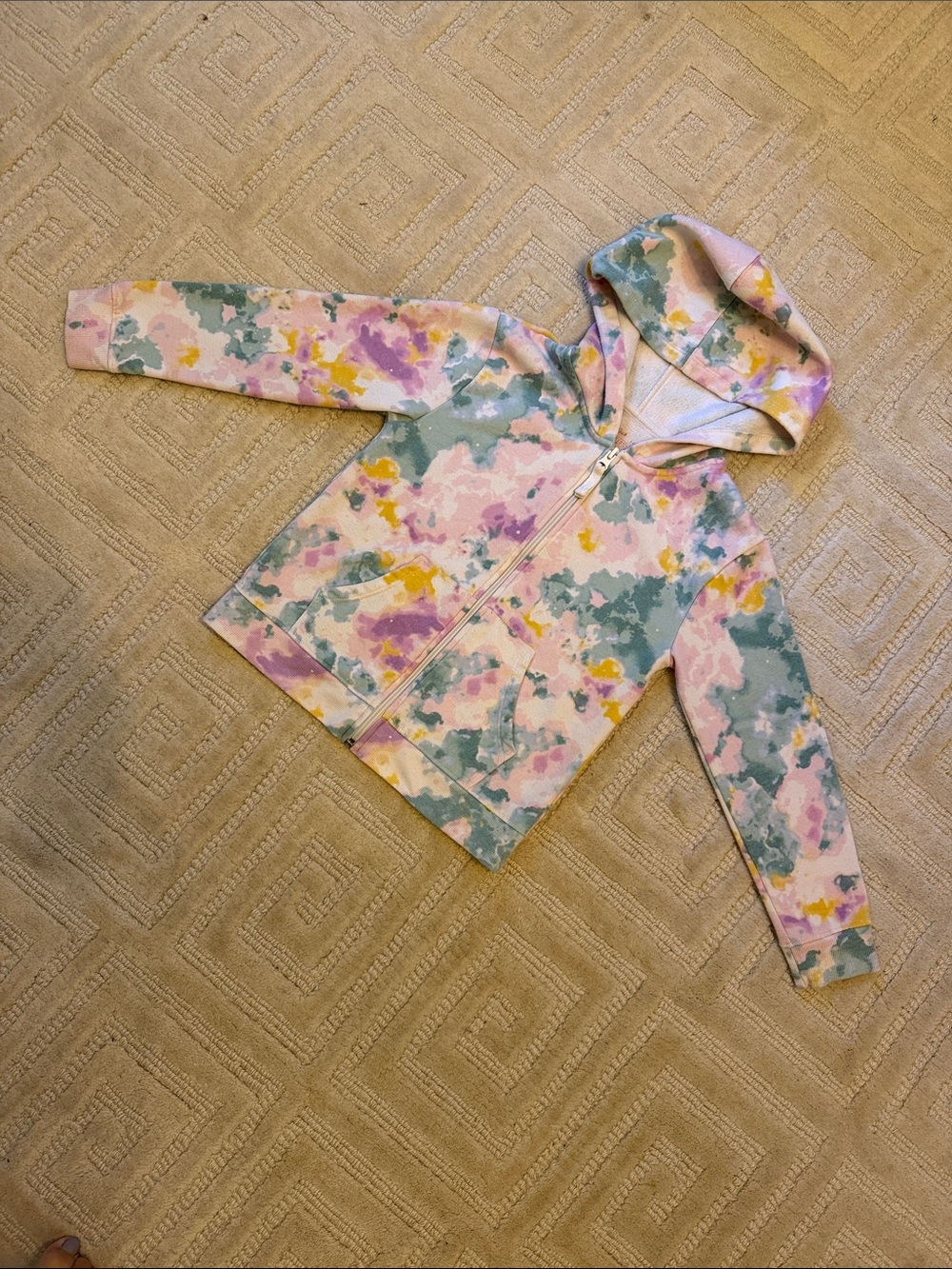 Cat & Jack Pastel Tie-Dye Zip Hoodie in Pink, Green & Yellow